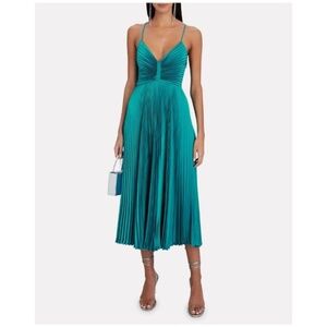A.L.C. Pleated Maxi Gemini Dress Turquoise Size 10